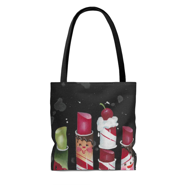 Candy Cane Lipstick Tote Bag