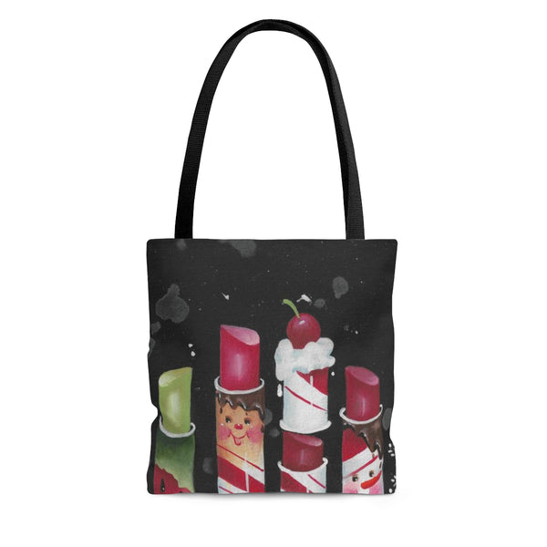 Candy Cane Lipstick Tote Bag
