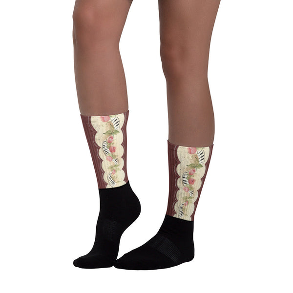 Piano Keys - Black foot socks