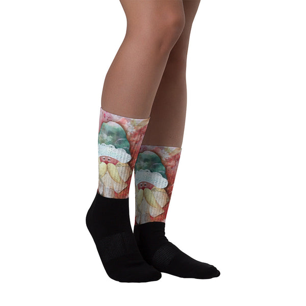 Red Santa - Black foot socks