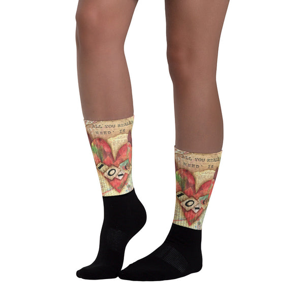 All You Really Need is Love - Black foot socks