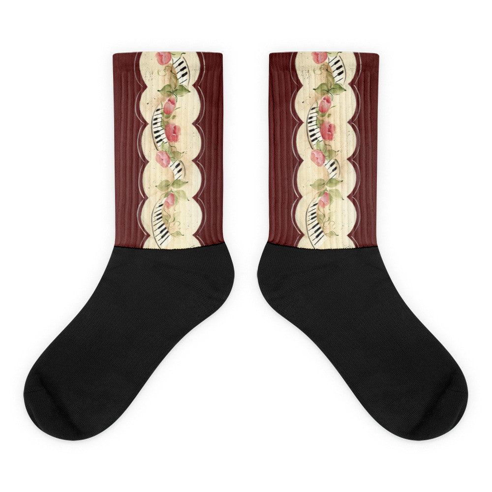 Piano Keys - Black foot socks