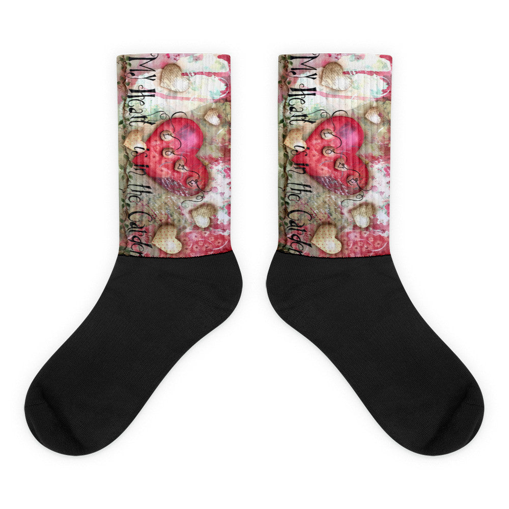 My Heart is in the Garden - Black foot socks