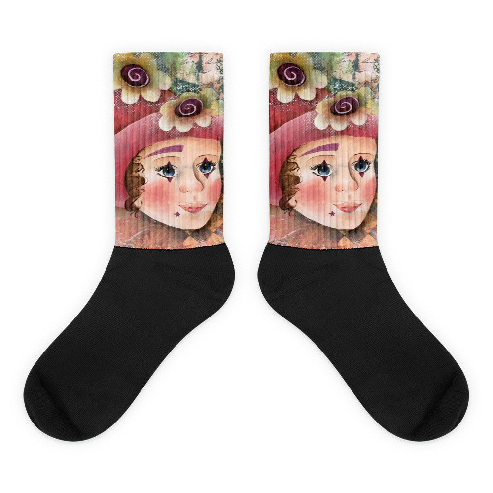 Clown Face - Black foot socks