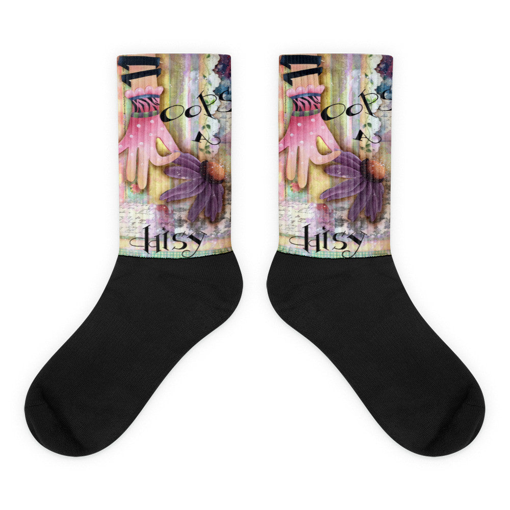 Oops a Daisy - Black foot socks