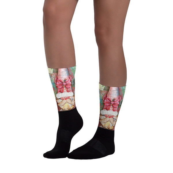 Red Bowtie Santa Hat - Black foot socks