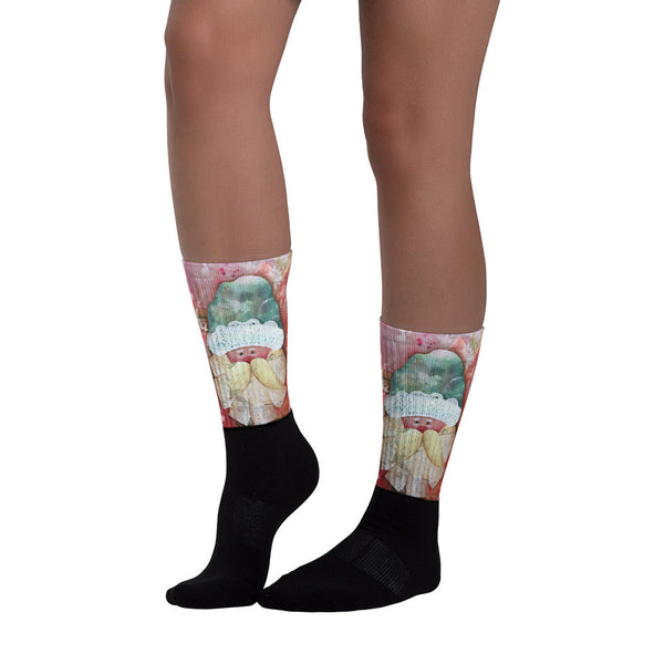 Red Santa - Black foot socks