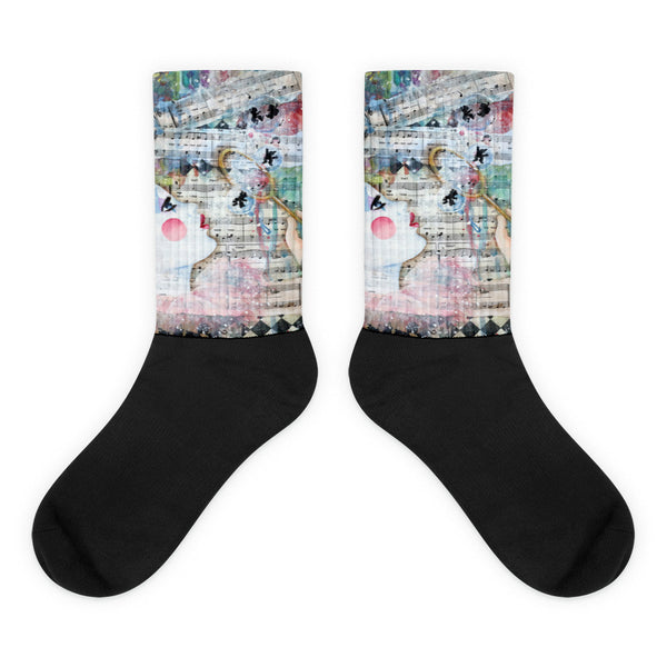 Clown blowing Bubbles - Black foot socks