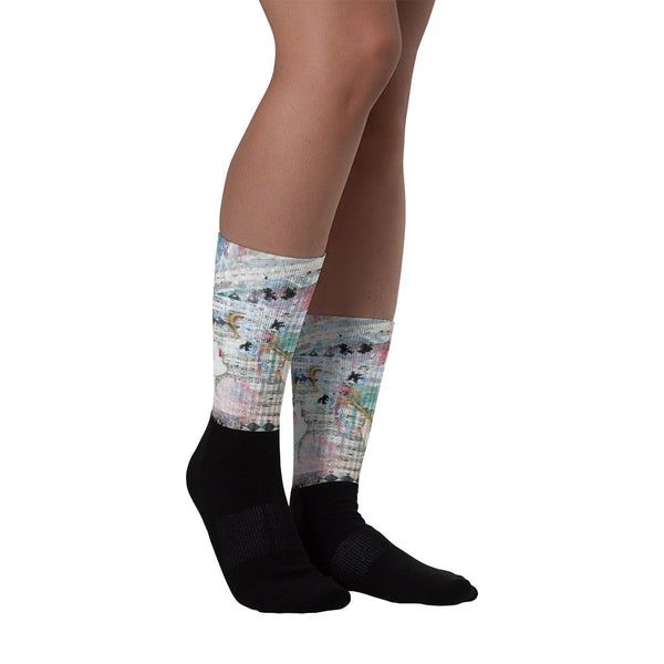 Clown blowing Bubbles - Black foot socks