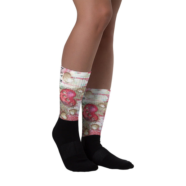 My Heart is in the Garden - Black foot socks