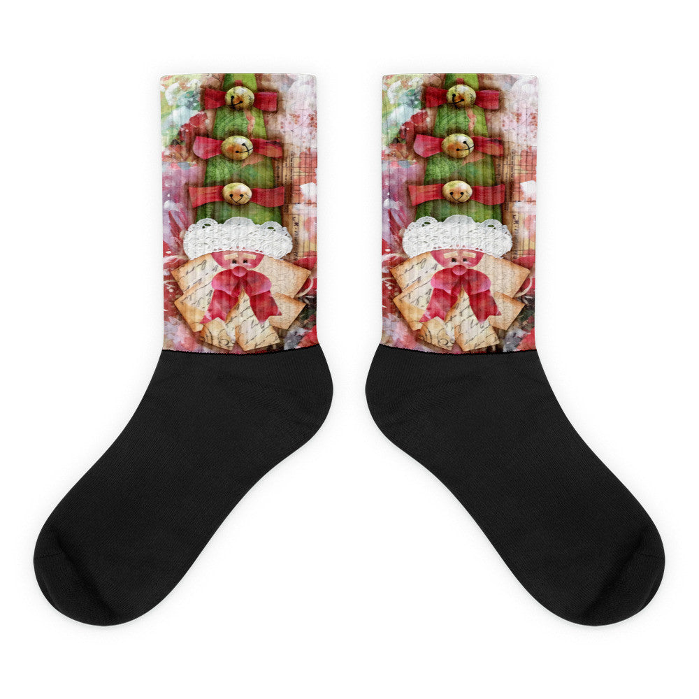 Jingle Bell Santa Hat Black foot socks