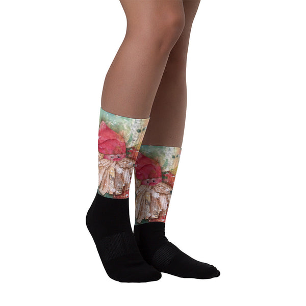 Ruffle Santa - Black foot socks