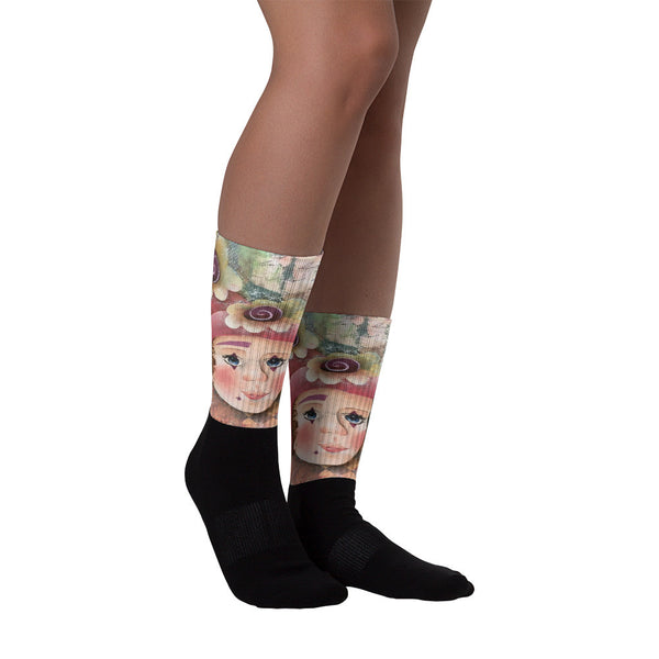 Clown Face - Black foot socks