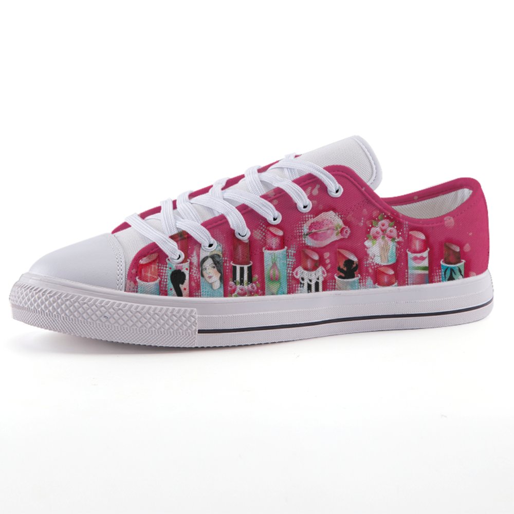 Pink Lipstick Low-top fashion canvas shoes