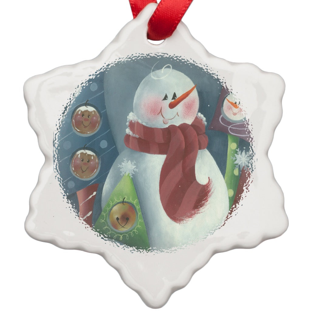 Snowman Porcelain Ornament