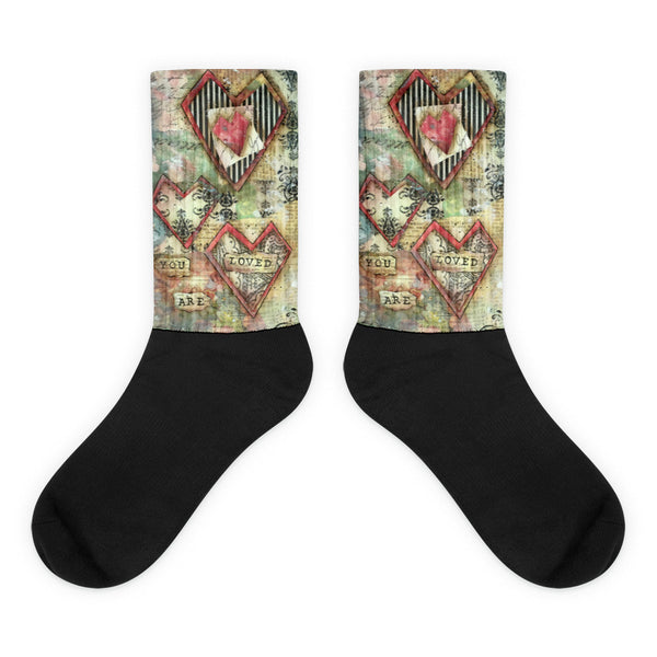 You are Loved - Black foot socks