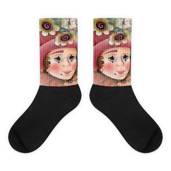 Clown Face - Black foot socks