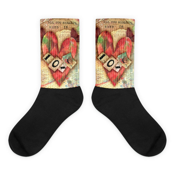 All You Really Need is Love - Black foot socks