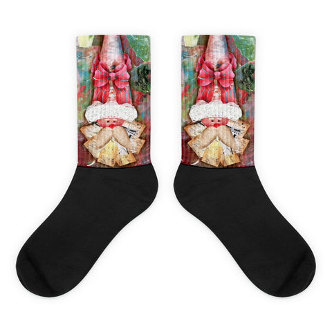Red Bowtie Santa Hat - Black foot socks