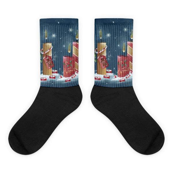 Christmas Candles - Black foot socks
