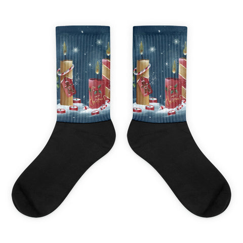 Christmas Candles - Black foot socks