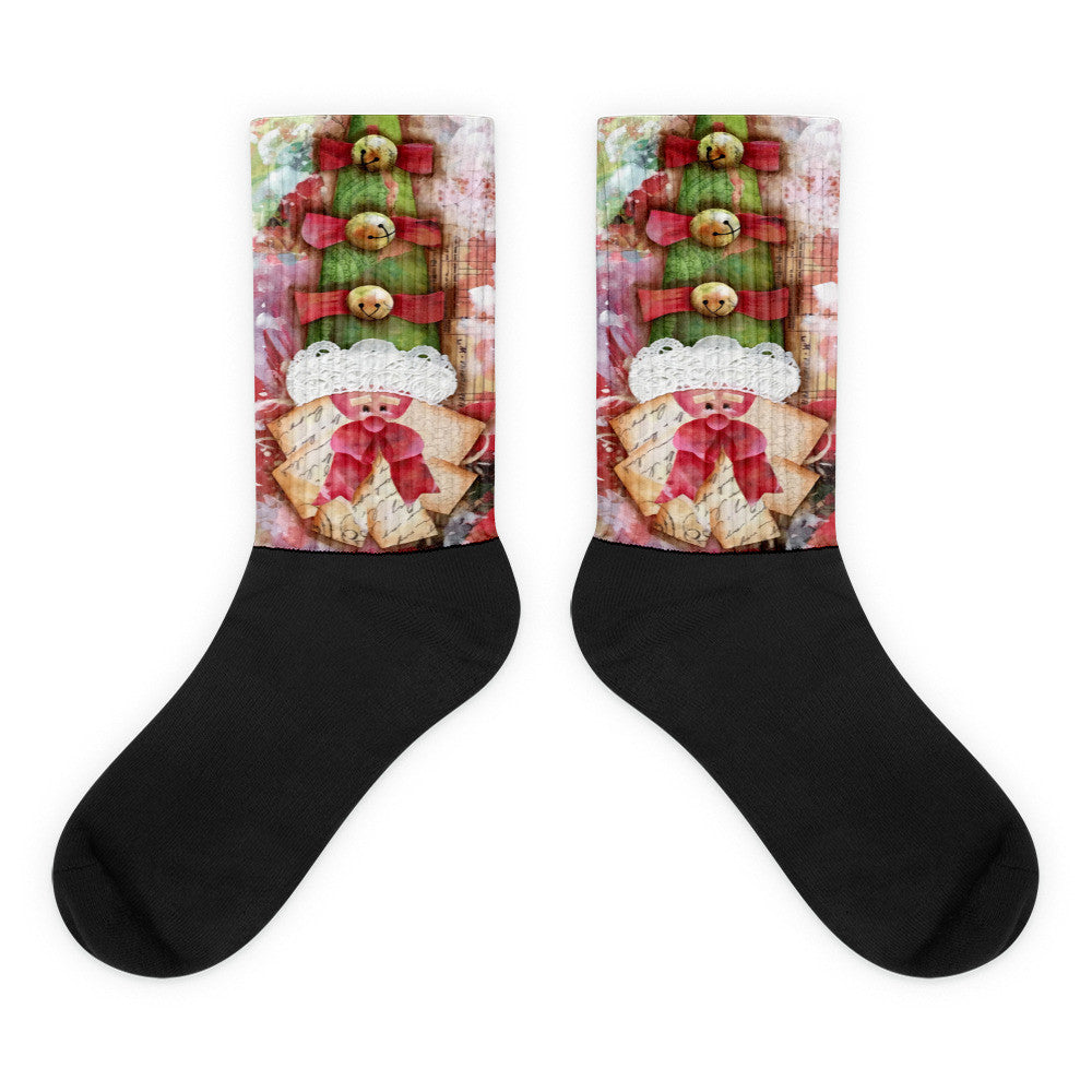 Jingle Bell Santa Hat Black foot socks