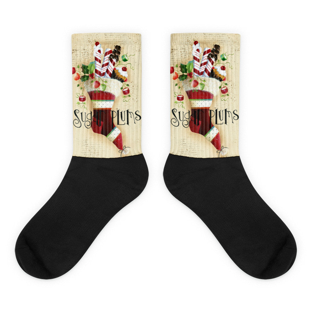 Sugar Plums - Black foot socks